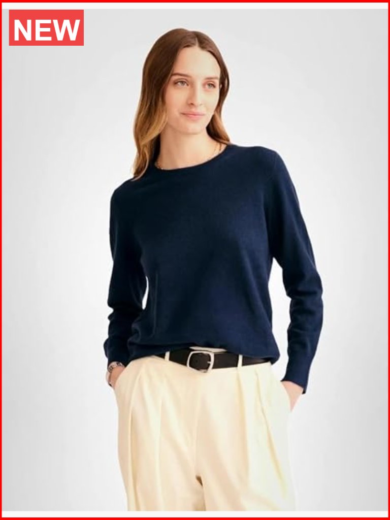 100% Cashmere Crewneck Pullover Sweater - Lightweight Summer Layer